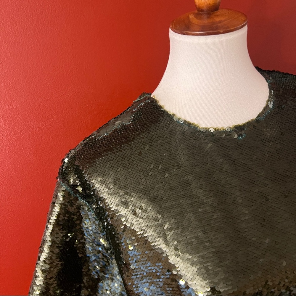The Frankie Shop ‘Riley’ Sequins Tee Dress in Olive Green NEW NWT - Picture 5 of 13